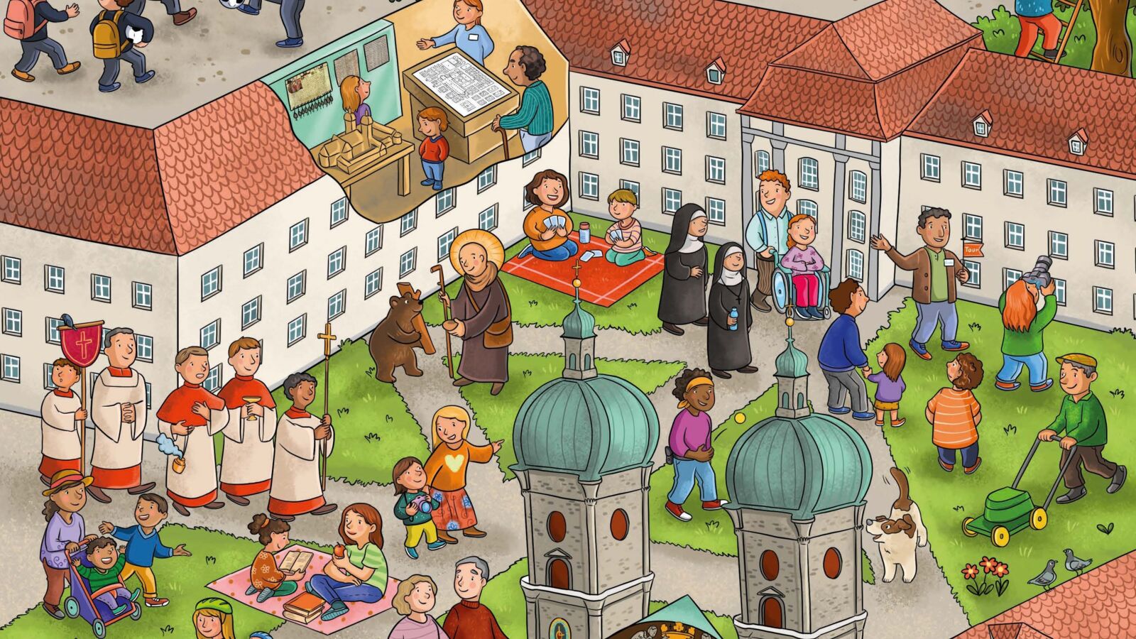 Wimmelbild Stiftsbezirk St. Gallen