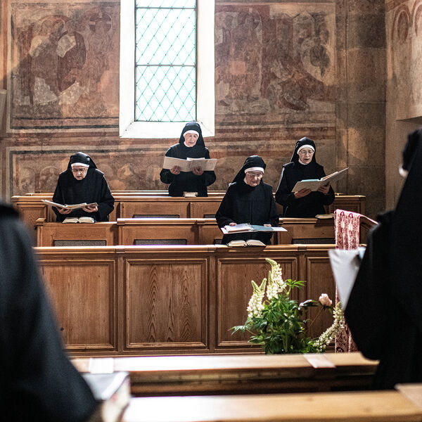 Convent of St. John in Müstair, Benedictine nuns at the Liturgy of the Hours