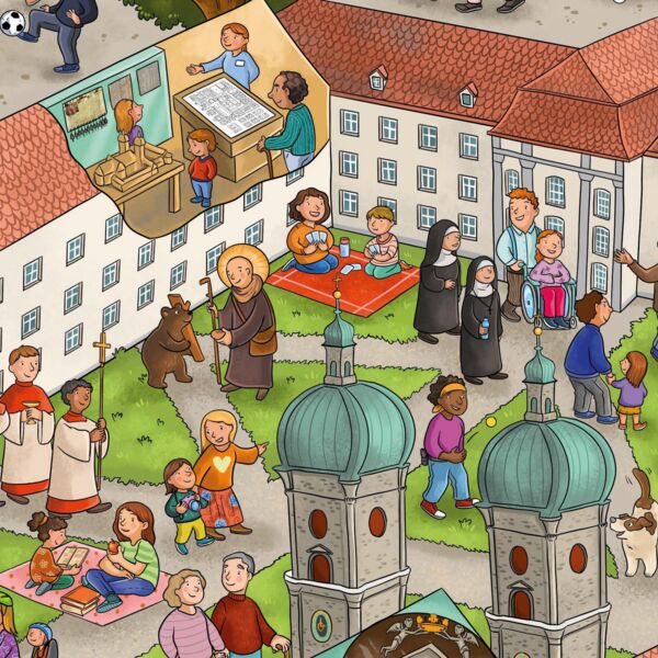 Wimmelbild Stiftsbezirk St. Gallen