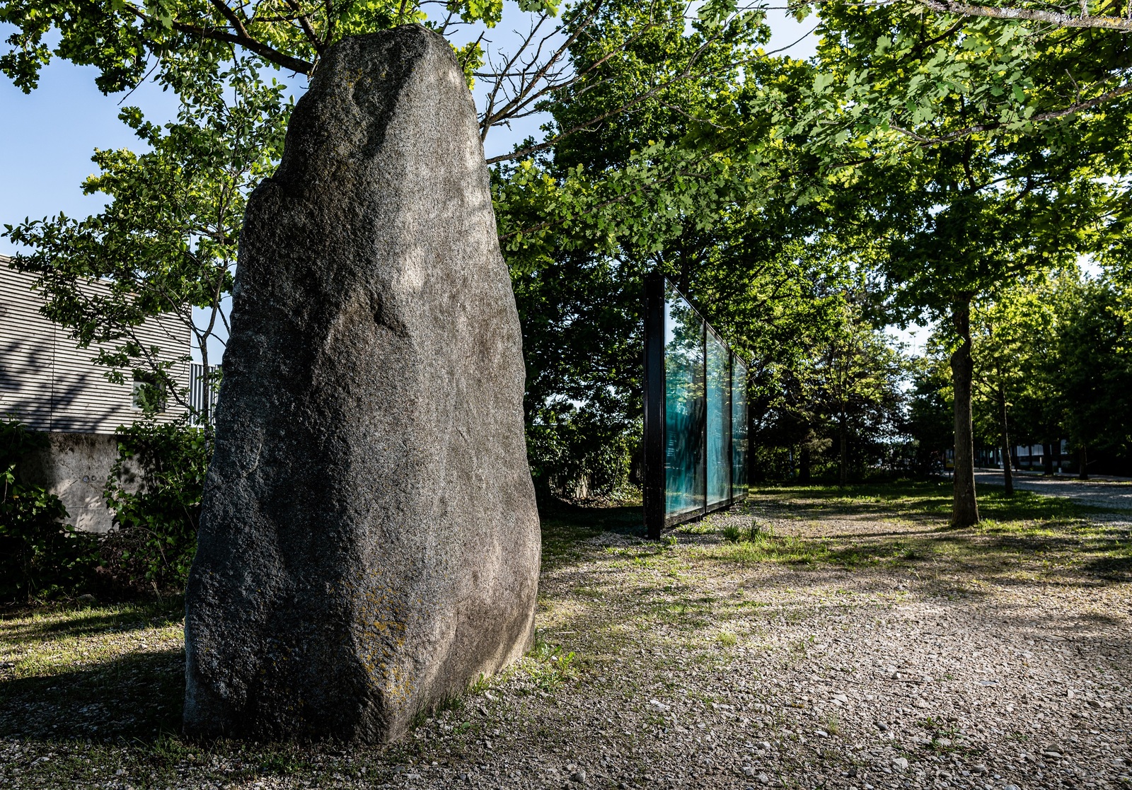 Menhir of Bevaix/Treytel placed at the entrance of the Laténium archaeological park