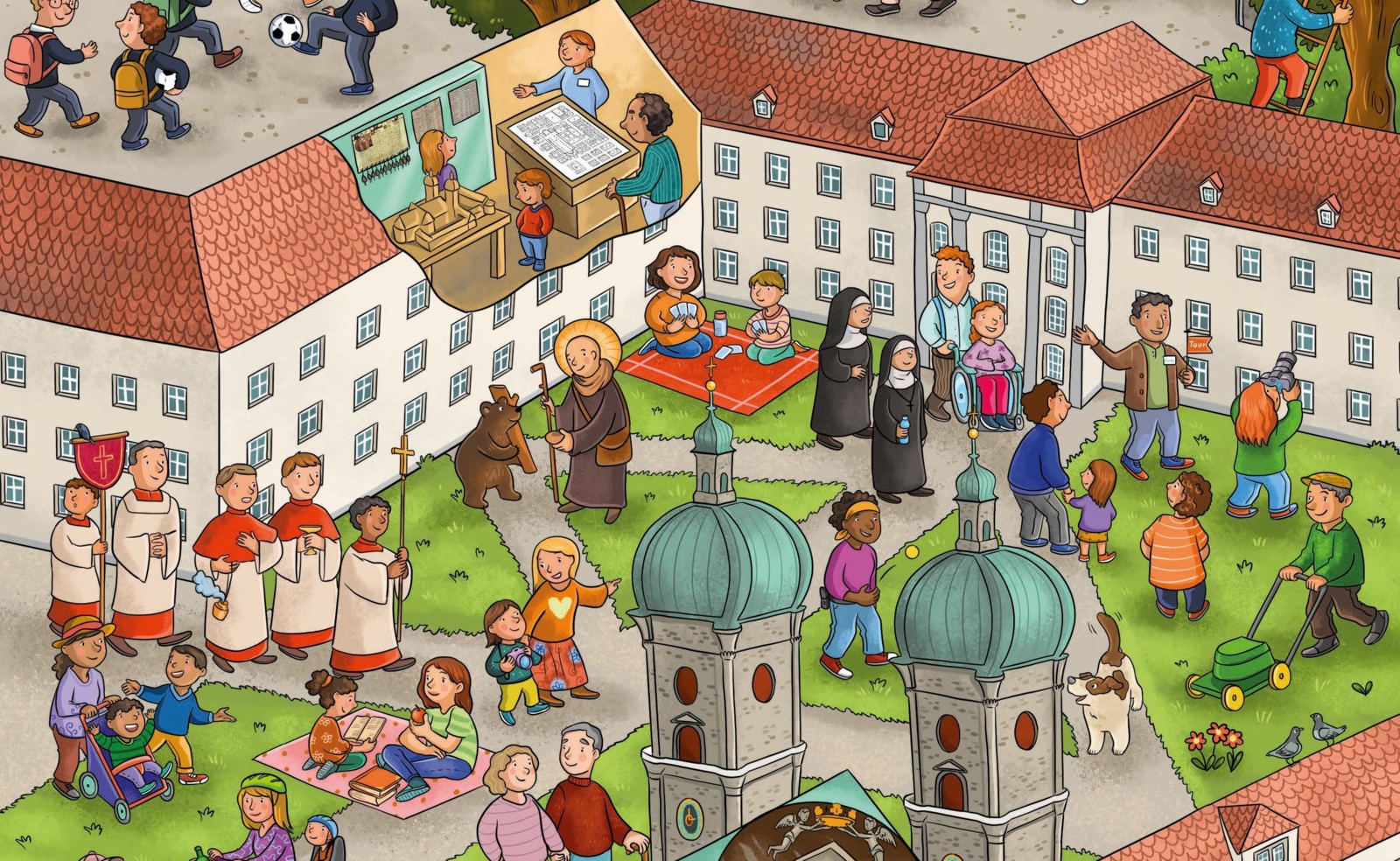 Wimmelbild Stiftsbezirk St. Gallen